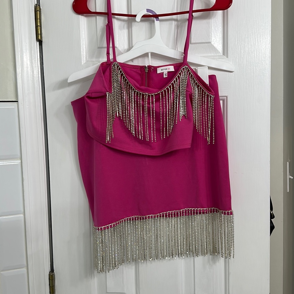 Pink, rhinestone 2 piece set